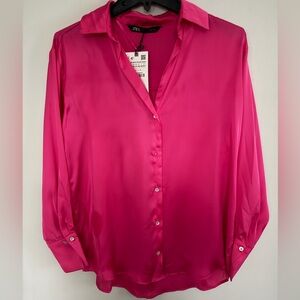 Zara Fuchsia Button Down Shirt